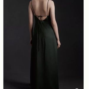 BHLDN Remy Cowl-Neck Faux-Wrap Satin Gown